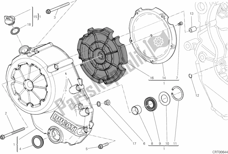 Toutes les pièces pour le Couvercle D'embrayage du Ducati Diavel Carbon FL Thailand 1200 2018